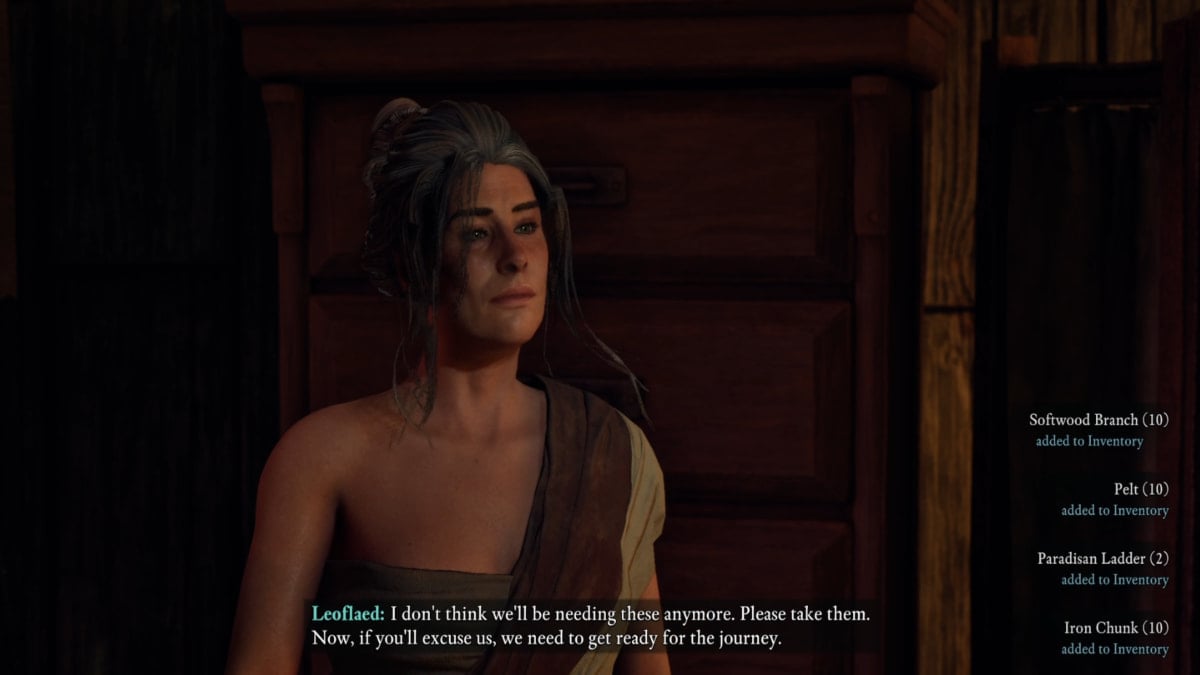 A refugee in Avowed hands a player several rewards in a side quest.