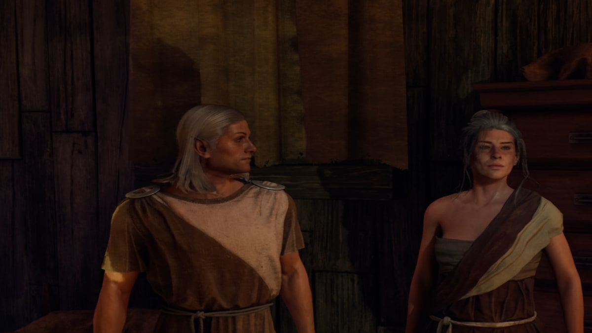 A pair of refugees during the Escape Plan side quest in Avowed