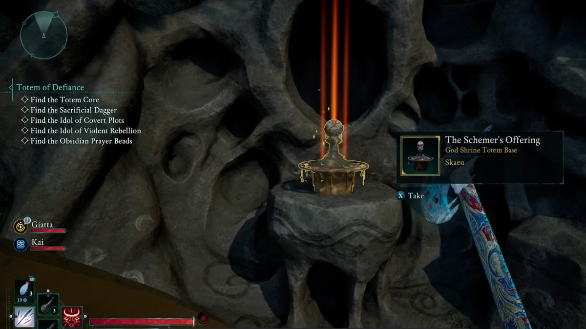 A player looking at The Schemer's Offering in Avowed.