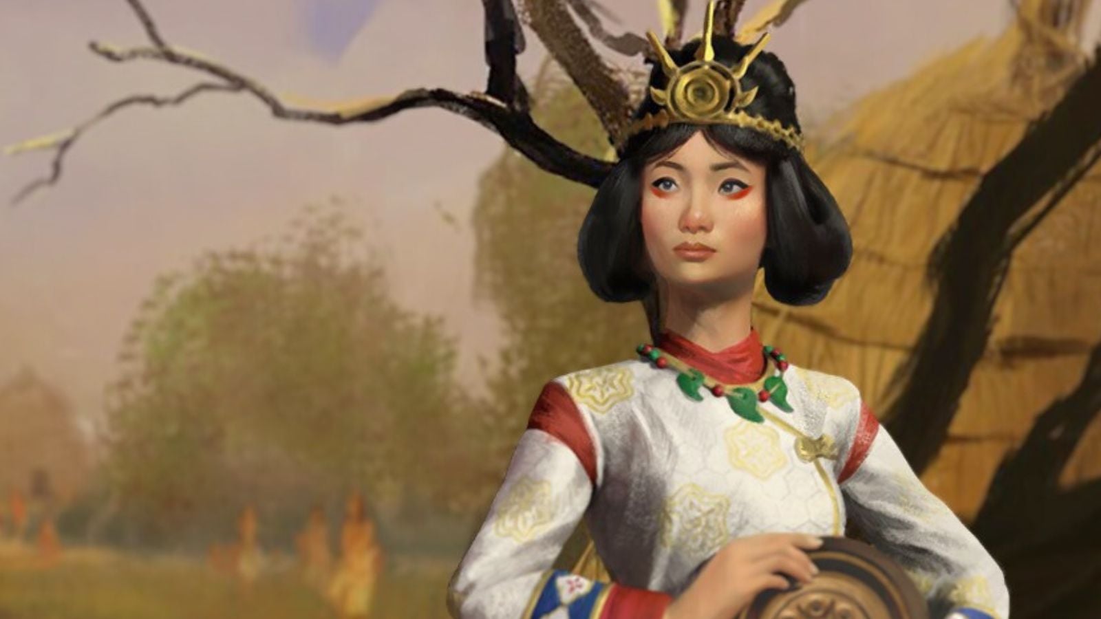Himiko from Civilization 7 oil painting key art.
