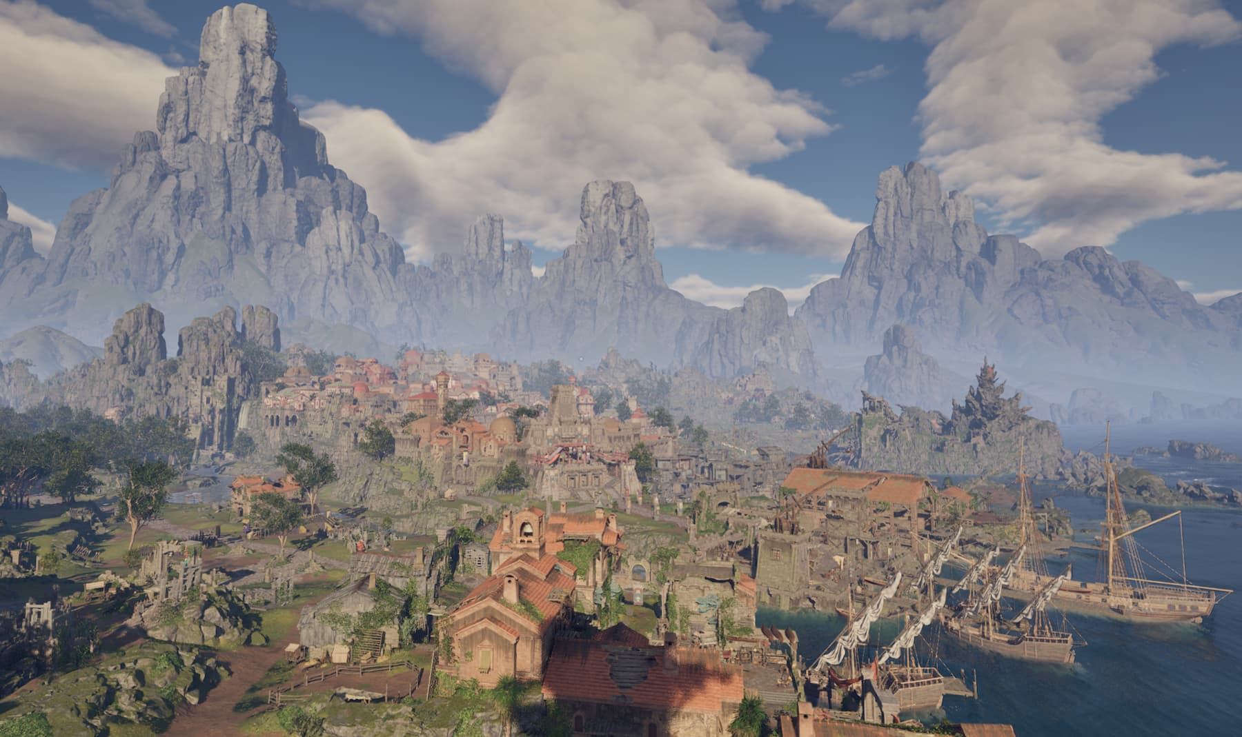 A screenshot of a gorgeous city, Paradis, form Avowed.