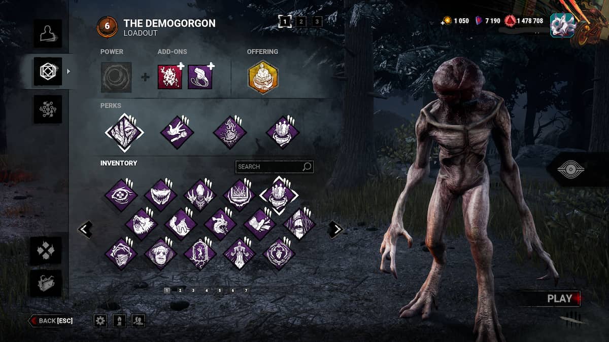 An image from Dead by Daylight of an aura reading Demogorgon perk build.