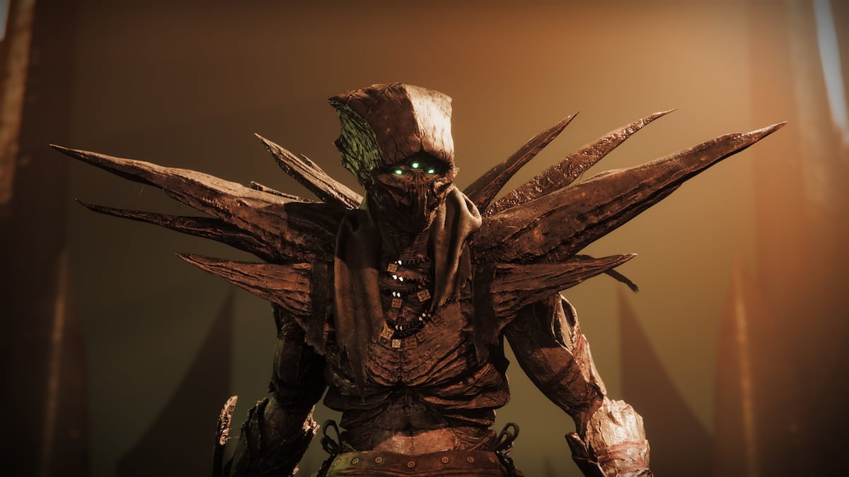 Eris Morn in Hive God form, maintaining most of her character design but adding Hive chitin to it.