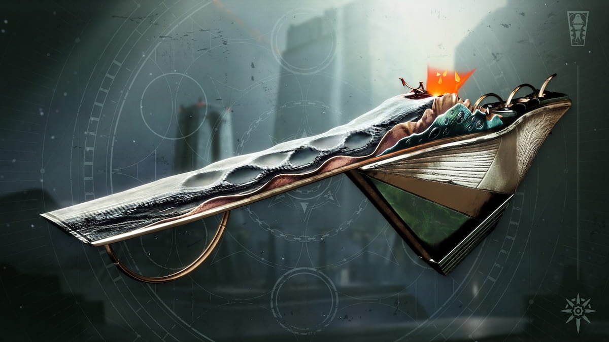 The Finality's Auger Exotic, a long-barreled linear fusion rifle with slight Darkness motifs.