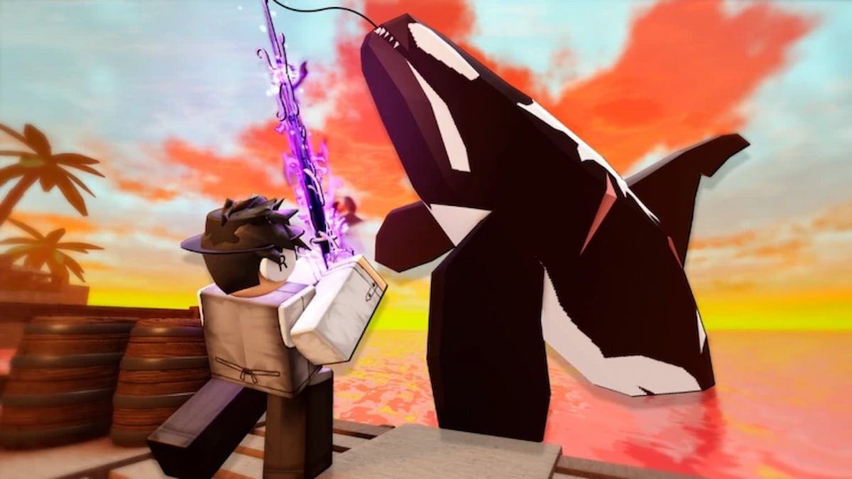 Picture showing a player catching orca in Fisch.