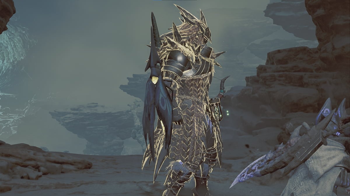 A character wielding an Insect Glaive in Monster Hunter Wilds