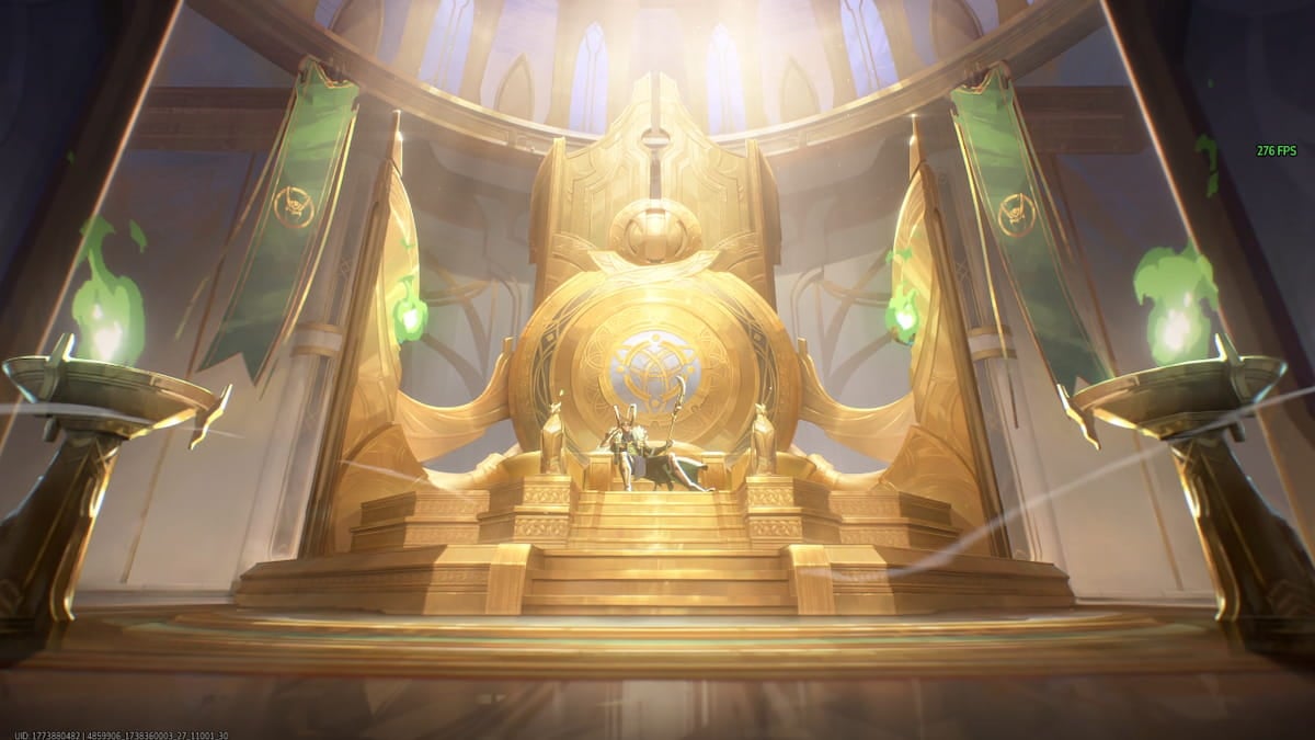 Picture showing Loki seating on the Royal Throne in Marvel Rivals.