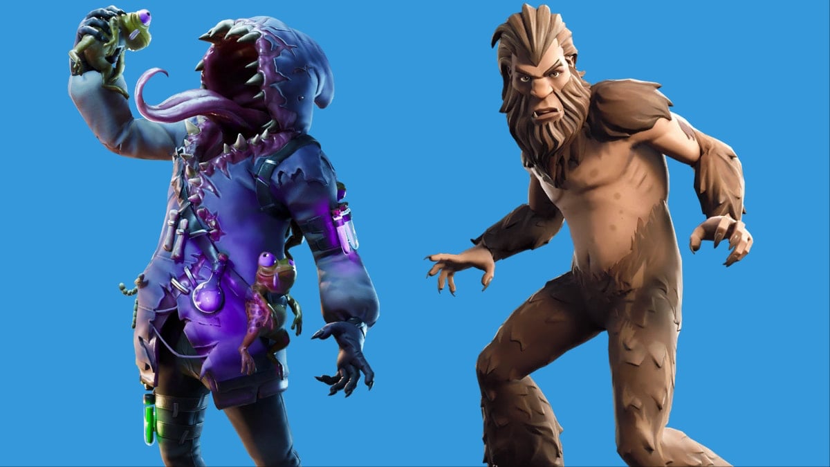 big mouth skin and bigfoot skin against a blue background