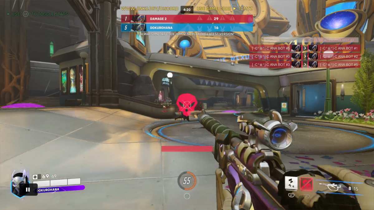 Ana vs Ana in paintball code mode in Overwatch 2