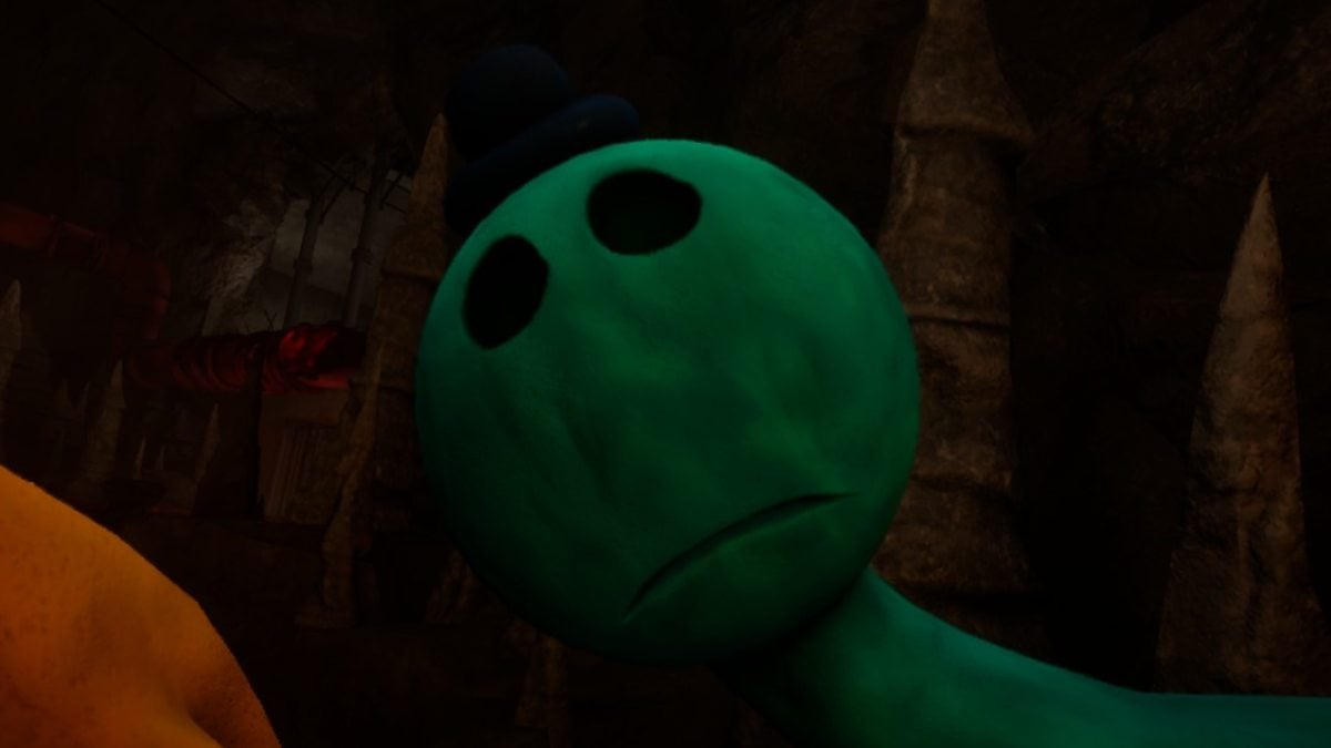 A close up shot of Doey's face, looking at The Player (camera) concerned