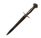 A small dark dagger from Avowed. This is the Sacrificial Dagger Totem Fragment