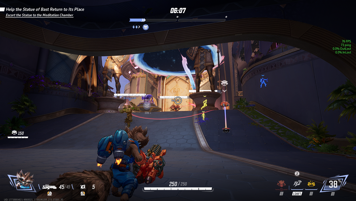 Picture showing Rocket Racoon using its B.R.B. ability in Marvel Rivals.