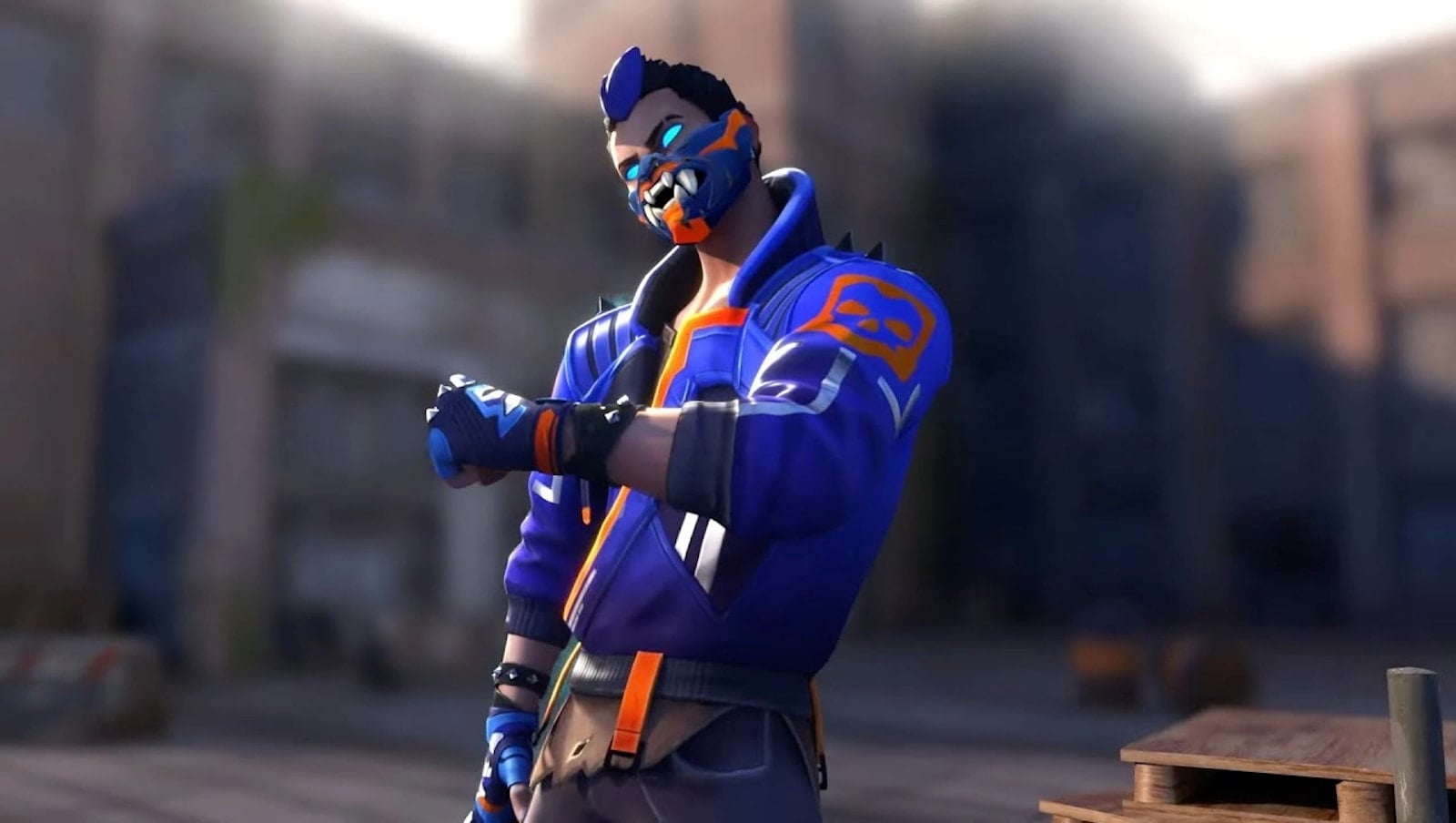 VALORANT agent Yoru in a blue/orange jacket.