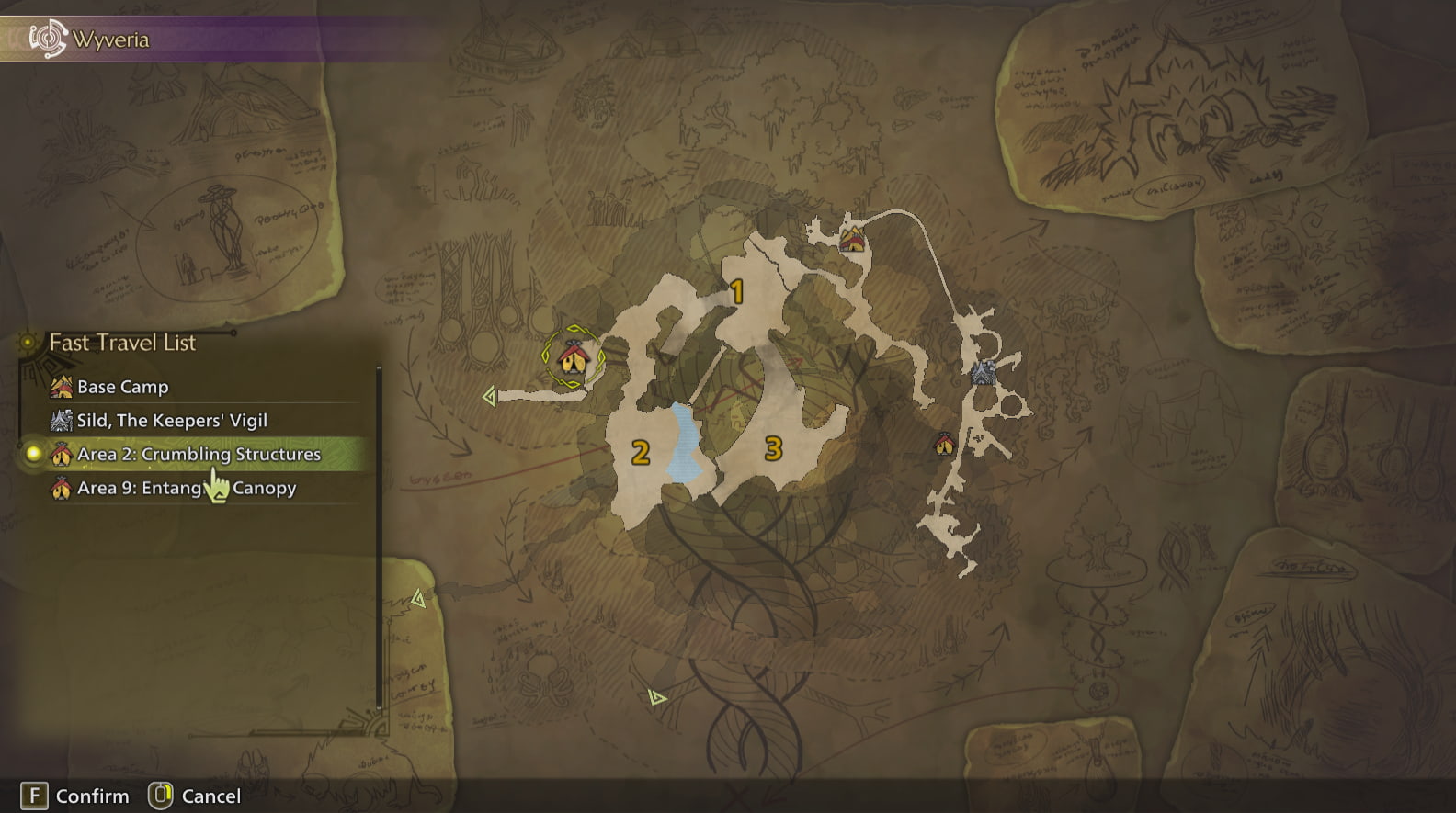 a map of the ruins area floor 1 in monstr hunter wilds