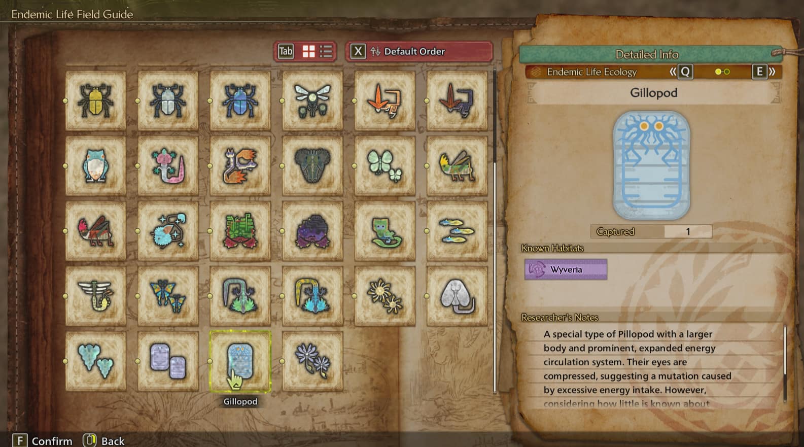 gillopod monster log page