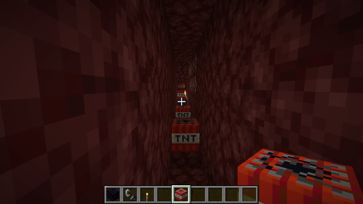TNT in Nether Realm in Minecraft.