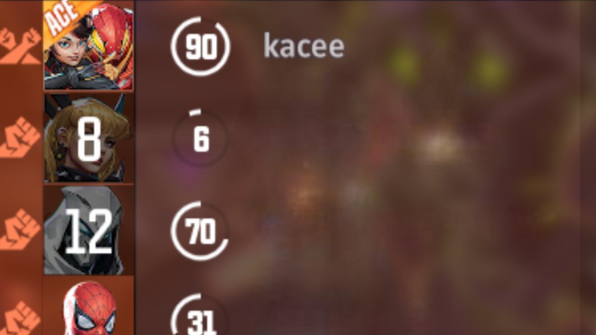 The orange Ace banner on Peni Parker in Marvel Rivals.