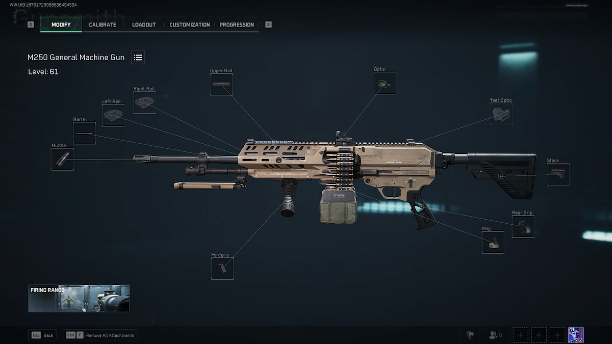 M250 attachment screen in Delta Force
