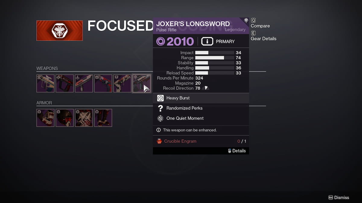 Joxer's Longsword at Shaxx in Destiny 2