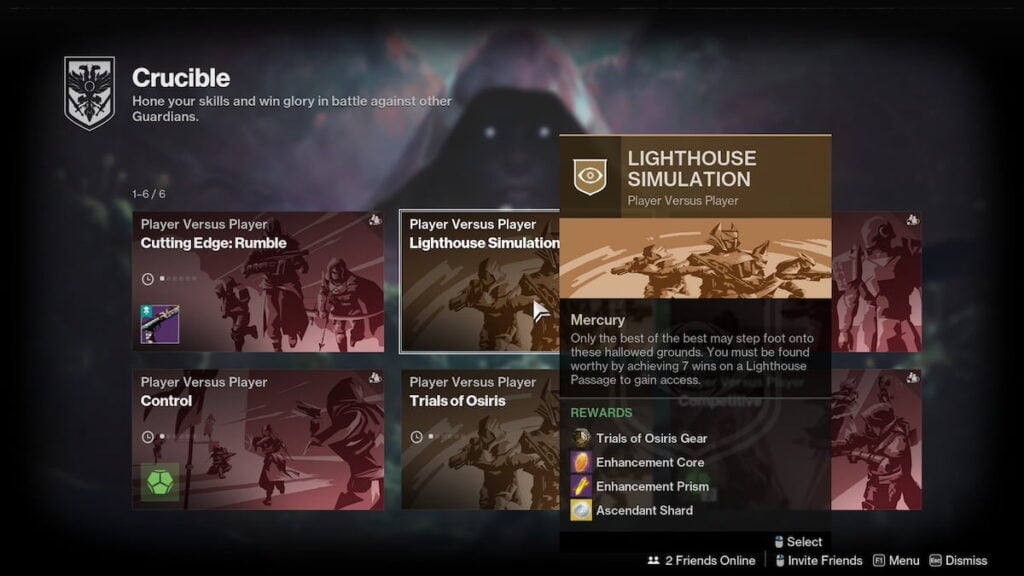 Lighthouse Simulation activity in Destiny 2