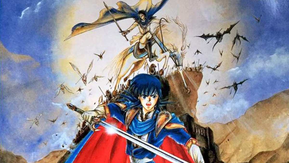 The cover image of Fire Emblem Genealogy of the Holy War, depicting the main character Sigurd