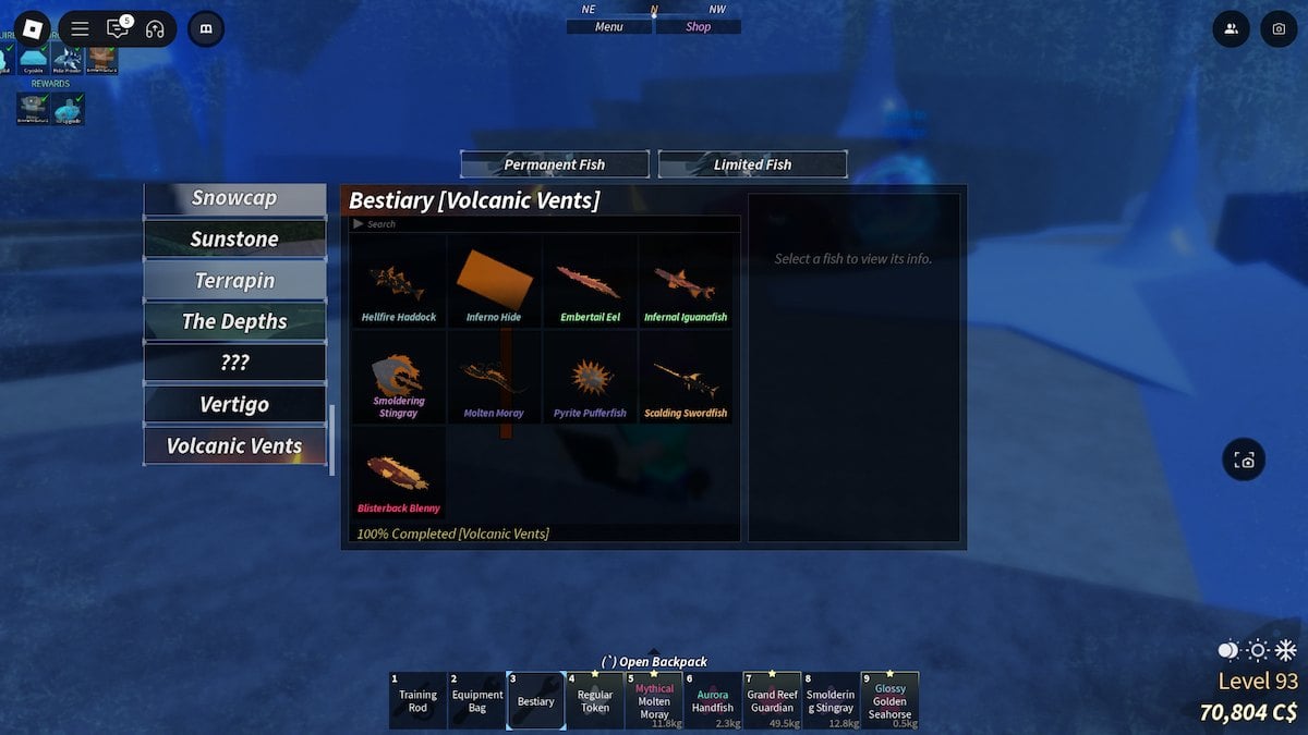 Volcanic Vents Bestiary in Fisch.