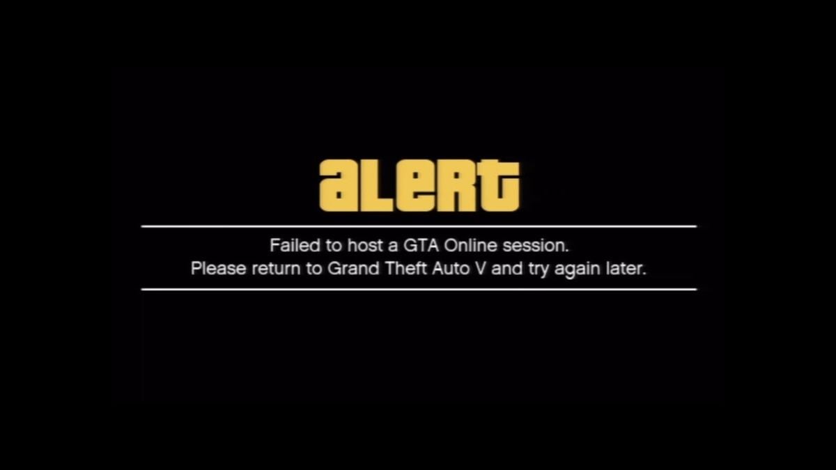 "Failed to host a GTA Online session" error page.