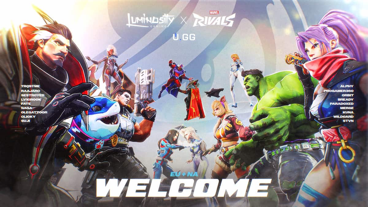 A welcome graphic featuring several Marvel characters facing off