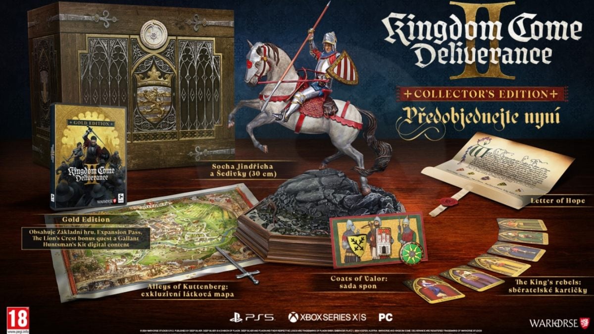 Kingdom Come Deliverance 2 physical edition bonuses such as cards, statues, maps, box etc.