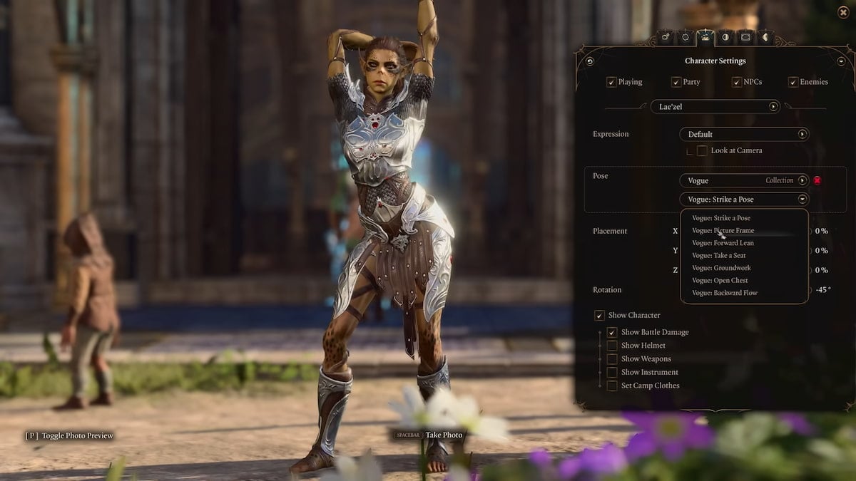 Lae-zel posing in photo mode in BG3.