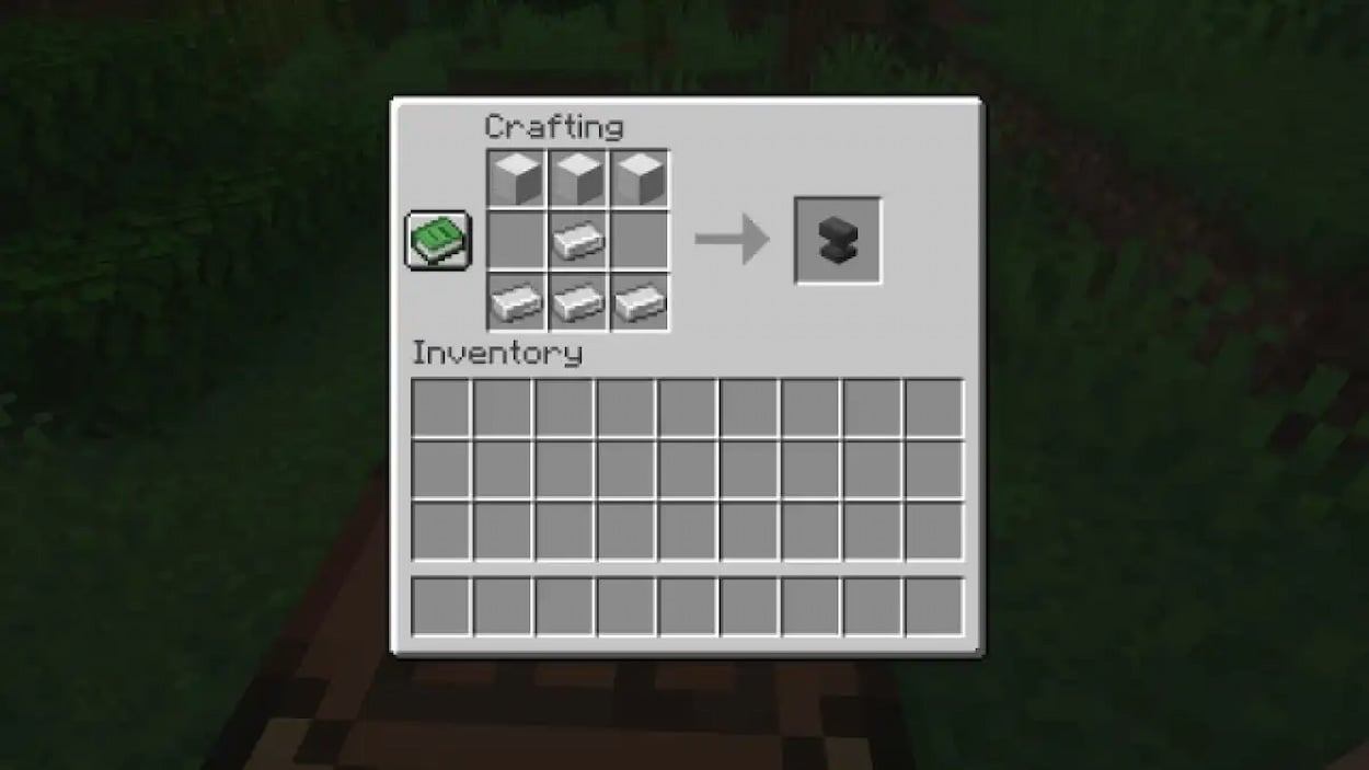 Image showing how to craft an Anvil and the materials in Minecraft.