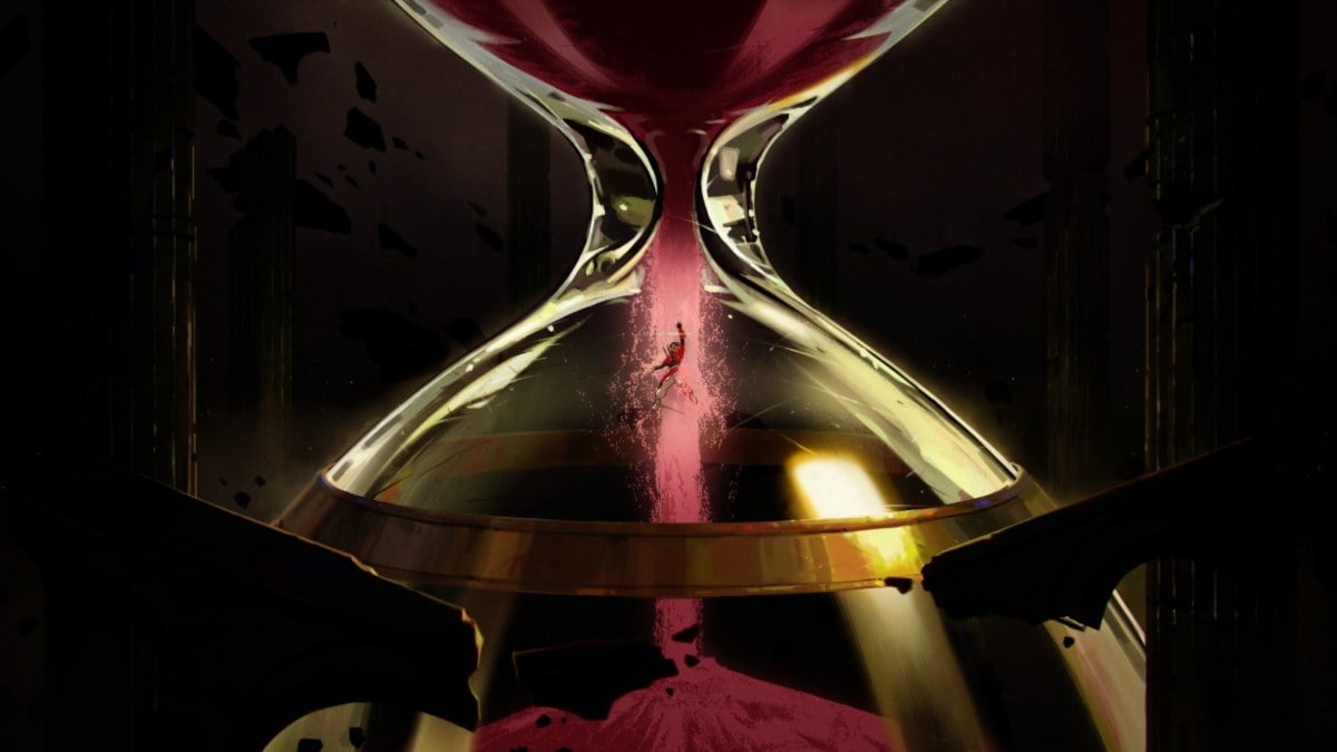 Sparrow falling through an hourglass