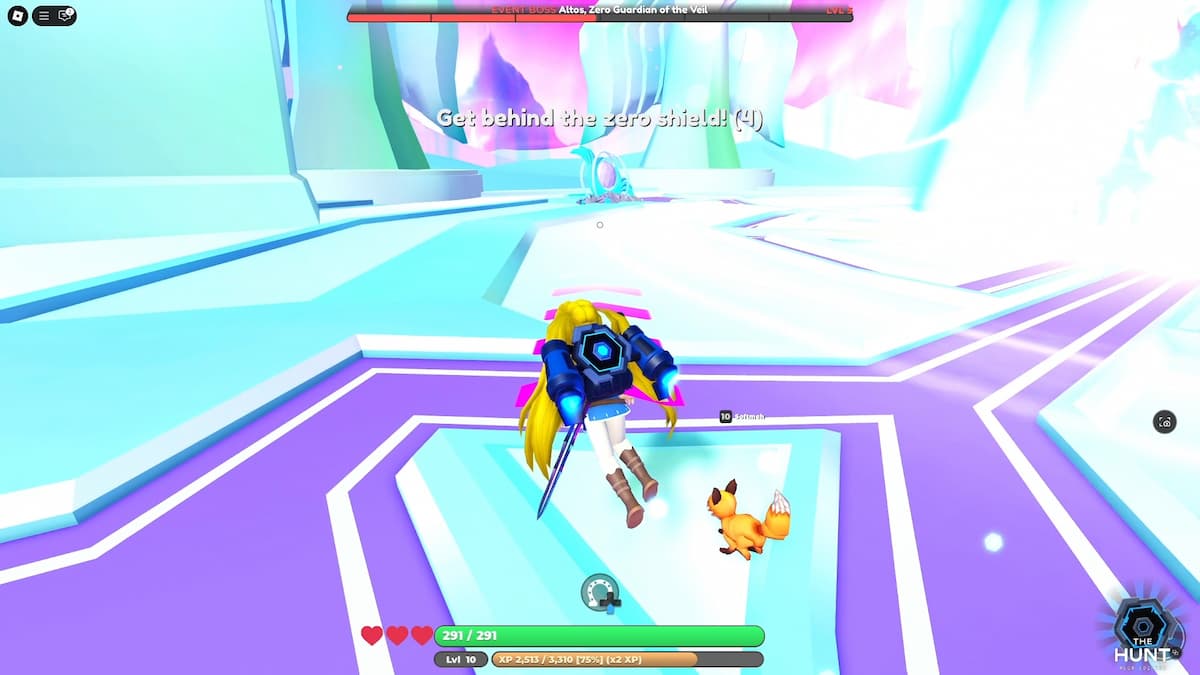 A World Zero player is running for cover behind a shield