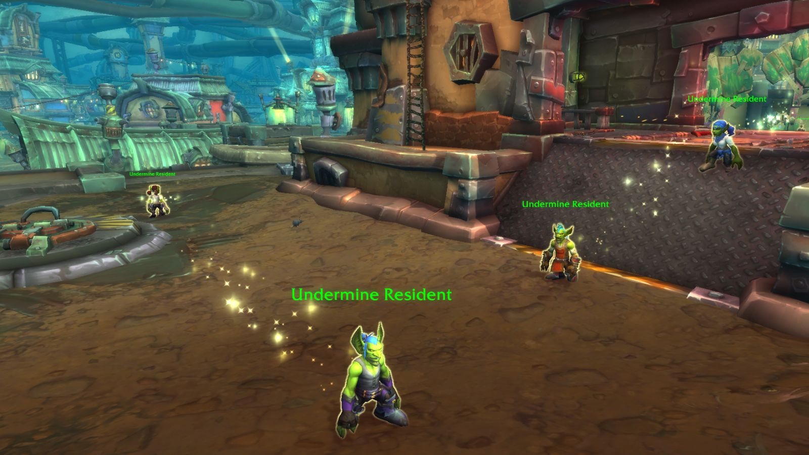 Undermine denizens walking around Bilgewater Flats in World of Warcraft.
