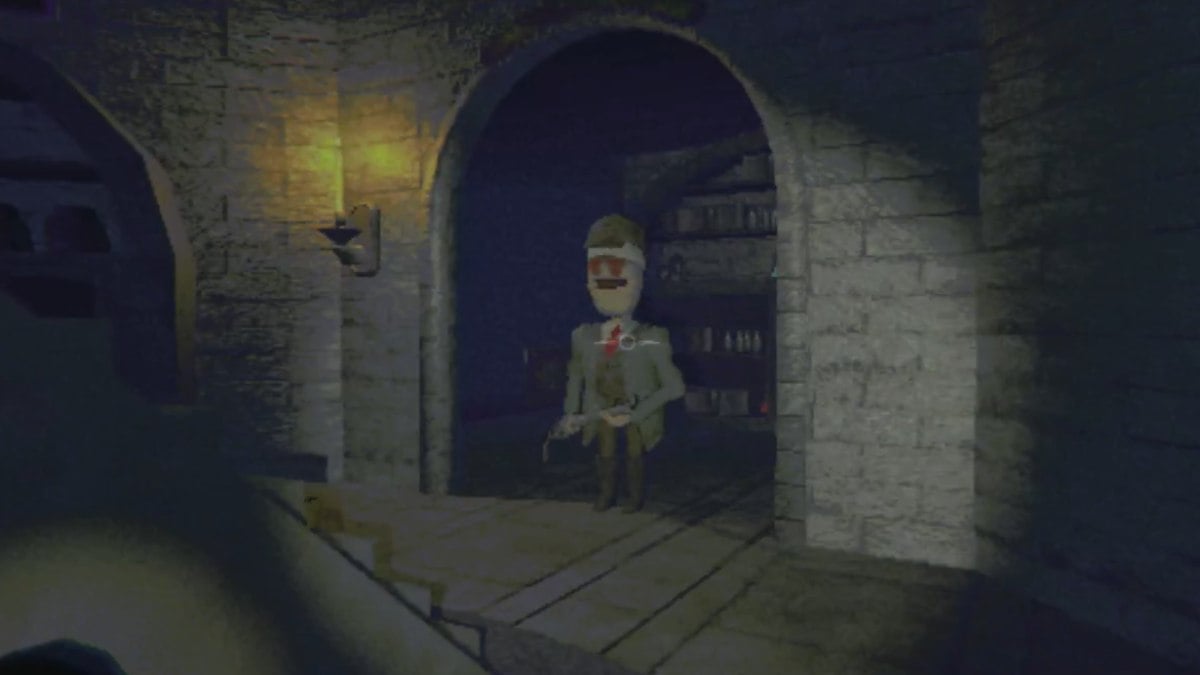 A shot of the Huntsman holding up his Shotgun in R.E.P.O.