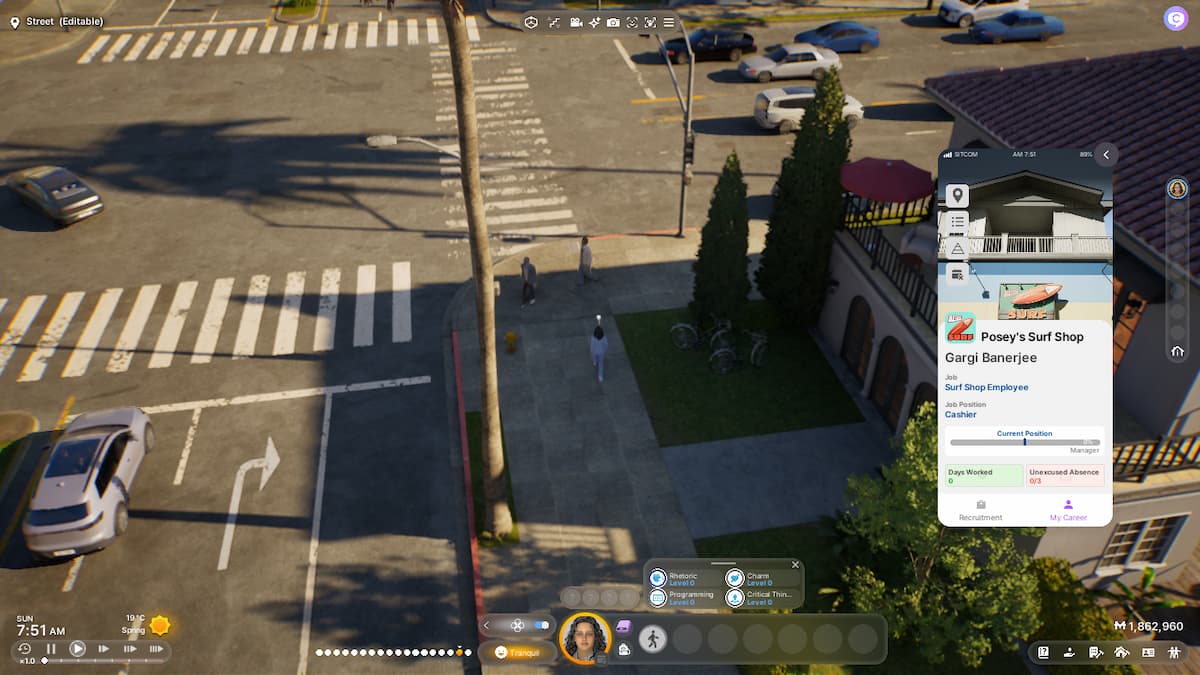 Picture showing a job profile in inZOI.