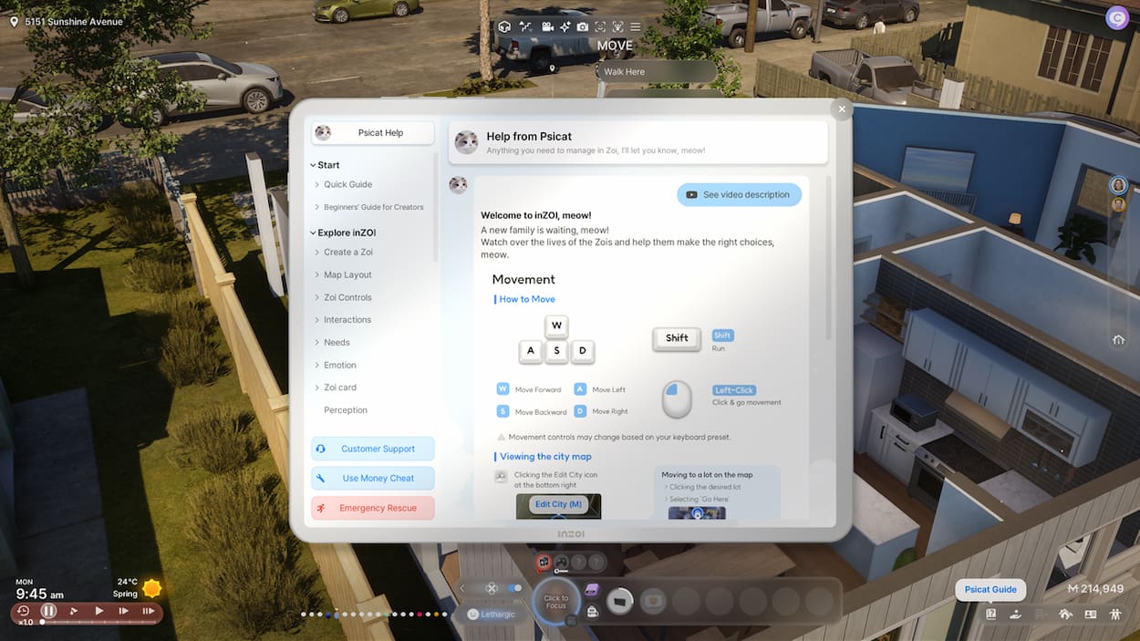 Image showing the piscat menu in InZOI.