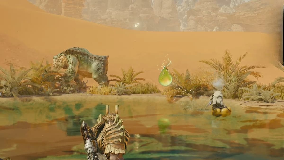 A player in Monster Hunter Wilds looking at a Giant Vigorwasp.