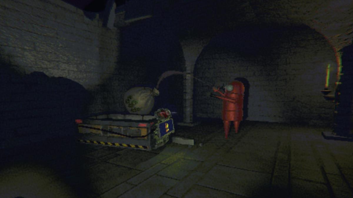 Looking at red character picking up