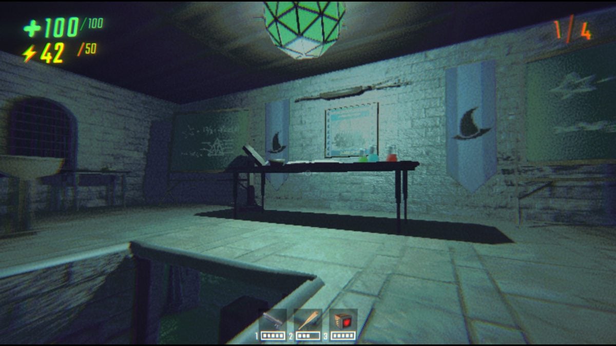 Crouching inside the first floor of the Swiftbroom Academy