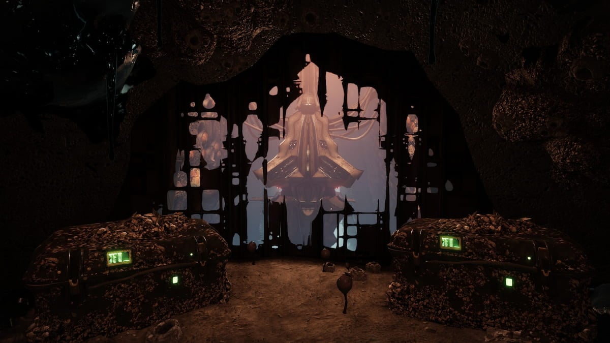 A section of the Invasion Bay area with two chests in sight.