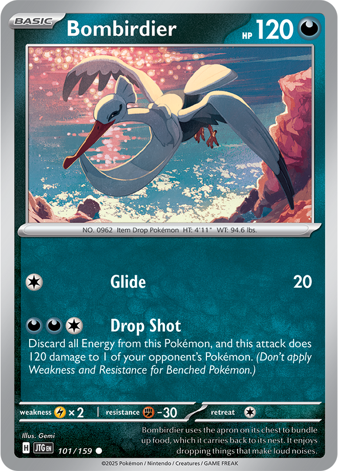 Bombirdier Pokémon card.