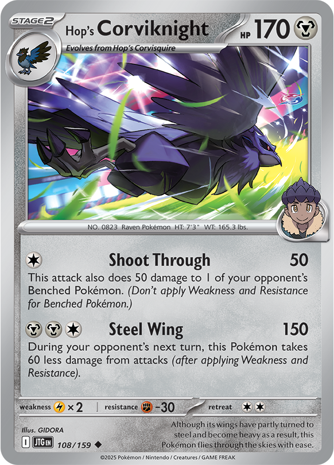 Hop's Corviknight Pokémon card.