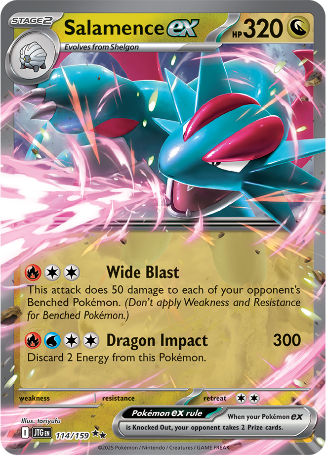 Salamence ex Pokémon card.