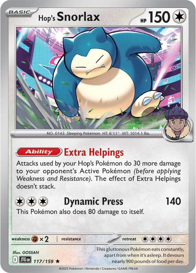Hop's Snorlax Pokémon card.