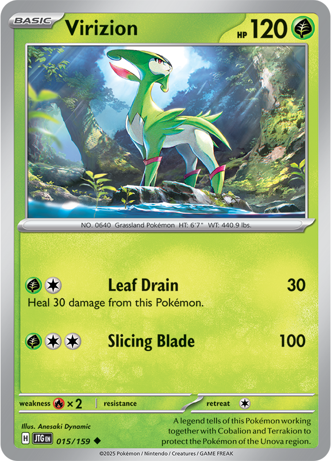 Virizion Pokémon card.