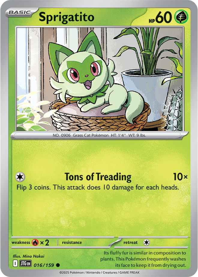 Sprigatito Pokémon card.