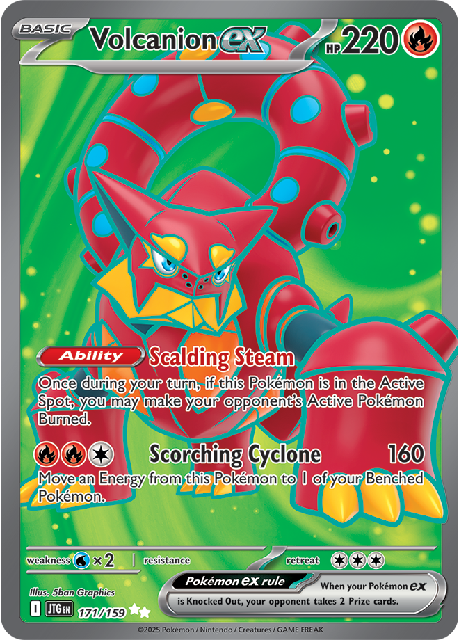 Volcanion ex Pokémon card.
