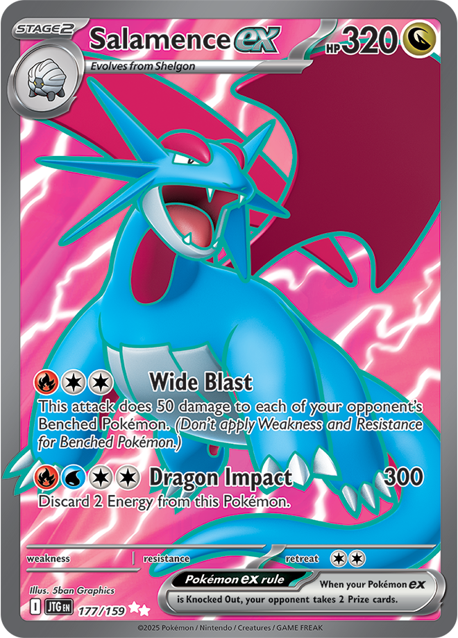 Salamence ex Pokémon card.