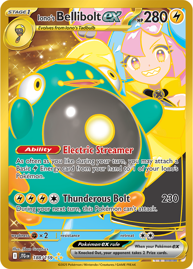 Iono's Bellibolt ex Pokémon card.